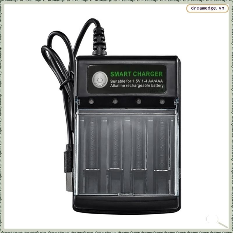 [dreamedge] Bộ sạc pin USB thông minh 4 khe cắm cho pin sạc AA AAA AAA AAAA 1.5V Alkaline 14500 1044