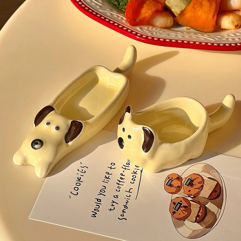 Chén đựng nước chấm cún vàng Gốm sứ cao cấp chịu nhiệt cao, màu chén vẽ thủ công, bát nước chấm, bát