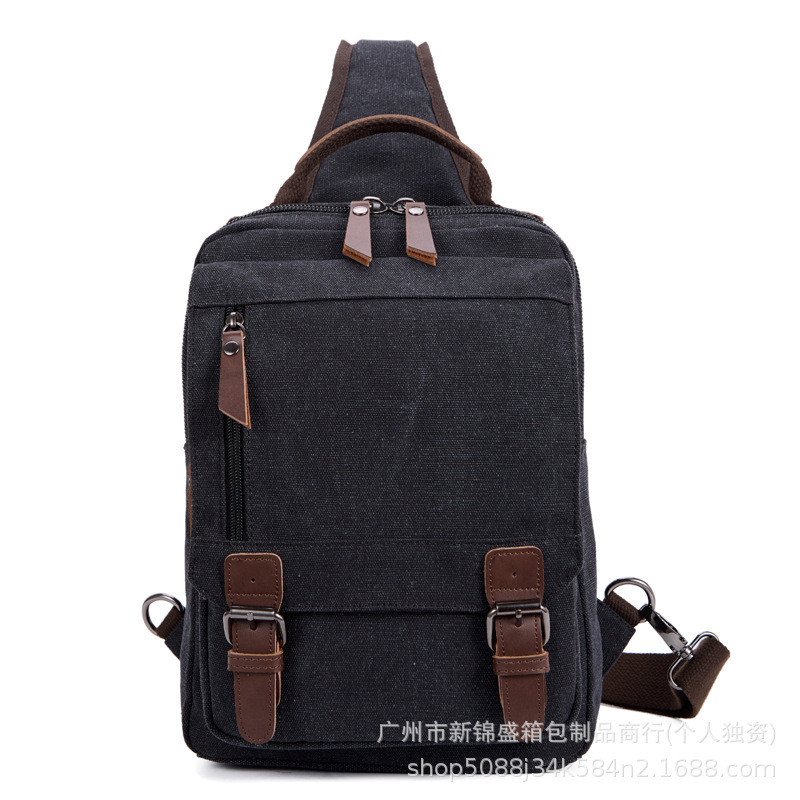 New men's casual crossbody single-shoulder large-capacity canvas chest bag, outdoor chest bag, cross