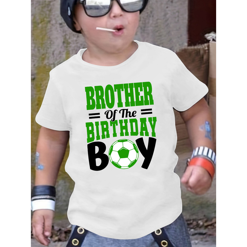 Áo thun bóng đá "Brother / Cousin of the Birthday Boy" - Brother / Cousin Lettering & Football Print