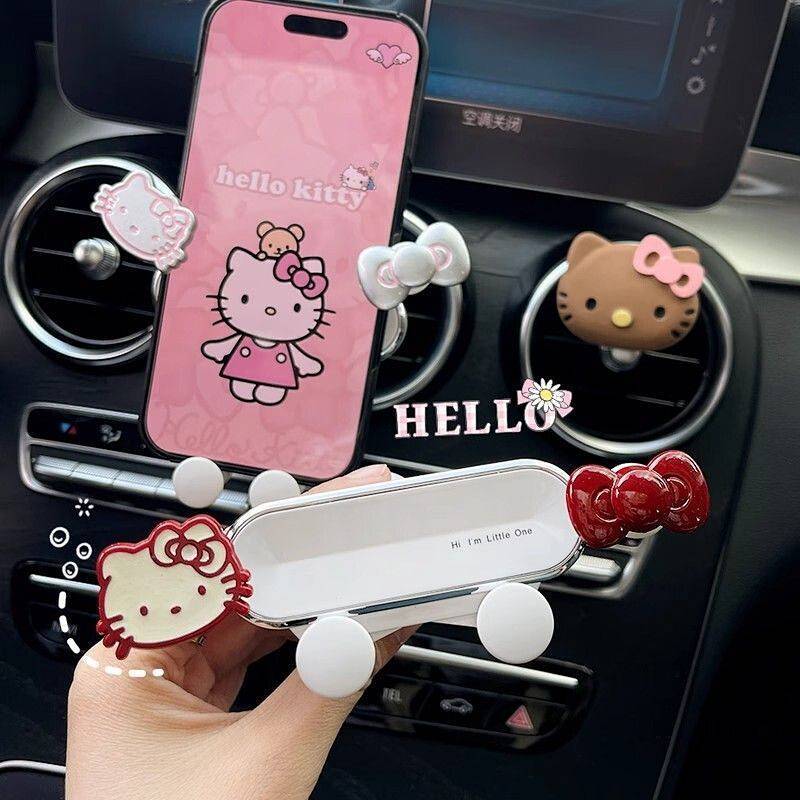 Car Phone Holder Car Navigation Clip Car Cartoon Hello Kitty Air Outlet Decoration Bracket Car Fixed