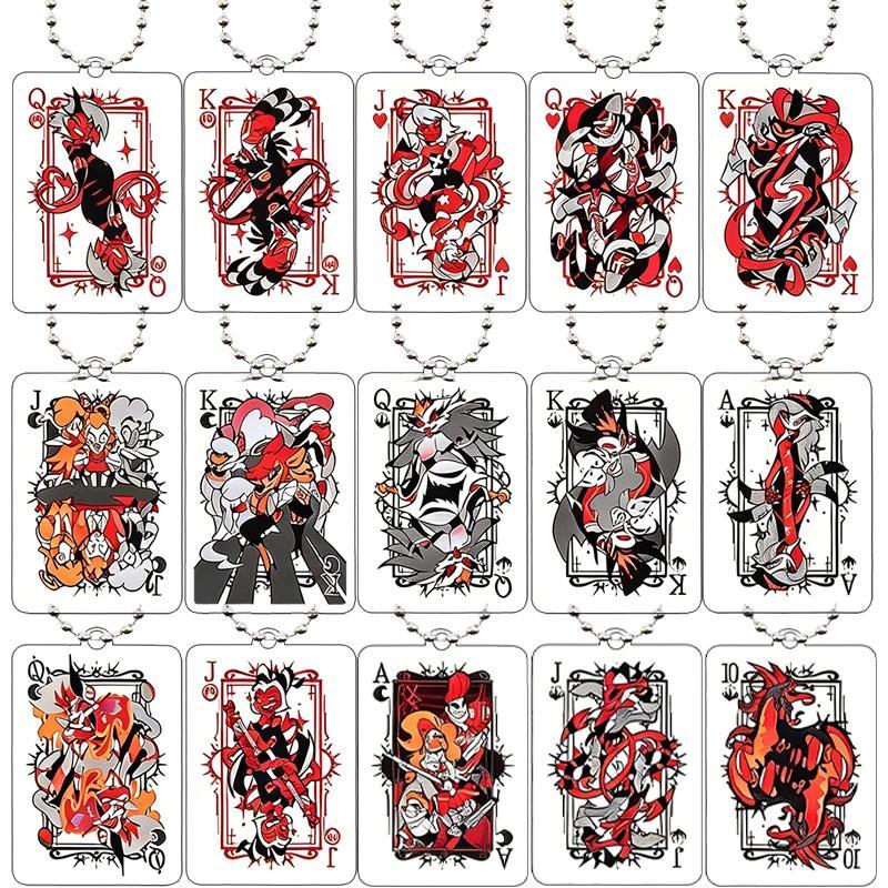 Creative  Anime Hazbin Hotel Playing Card Style Red Black Aesthetic  Móc khóa mica  móc khoá