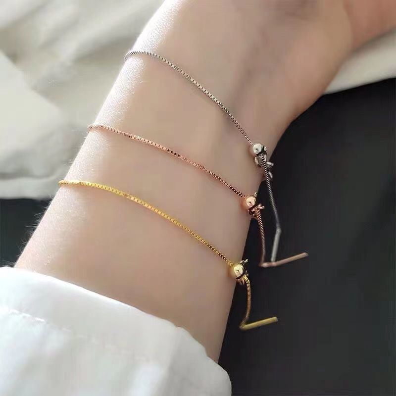 Silver chain with positioning ball and box pin9259tt Bracelet with through-hole, anklet with through