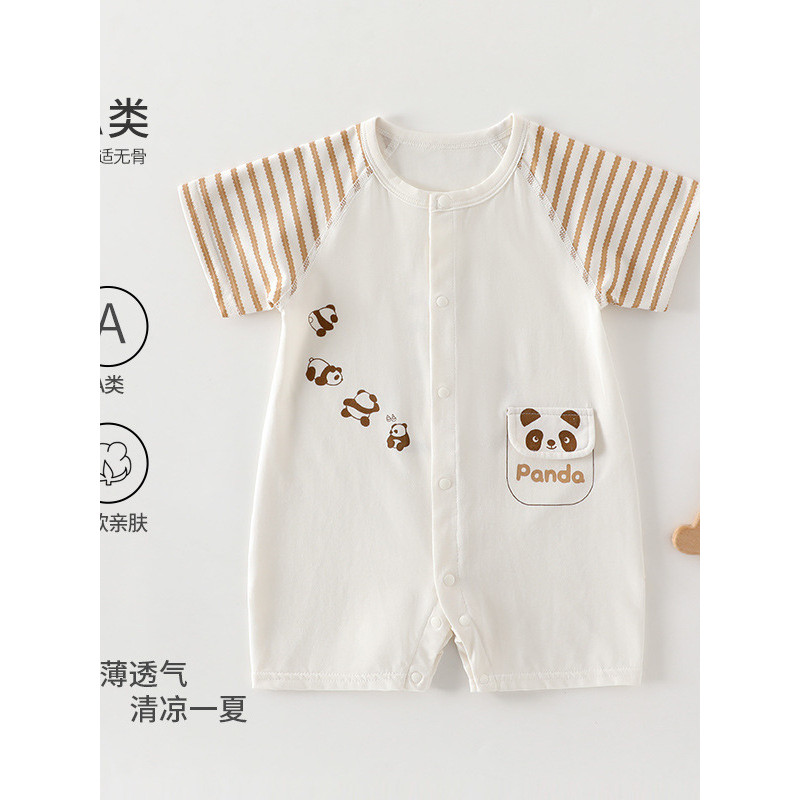 April Tuổi Bé Trai Bé Mùa Hè Quần Áo Cho Bé Tay Ngắn Jumpsuit Cotton Nguyên Chất Không Xương Mùa Hè 