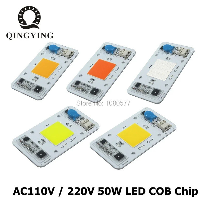 LED 50W COB Chip Bóng Đèn AC 110V 220V Tích Hợp IC Driver Cool White Ấm Trắng Đỏ Xanh Xanh Vàng Hồng