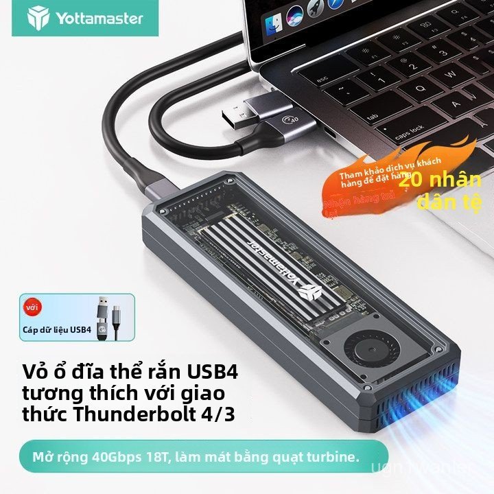 Hộp đựng ổ cứng M2 nvme USB4 40Gbps ssd box cắm ngoài vỏ nhôm tương thích thunderbolt 4 cho macbook 