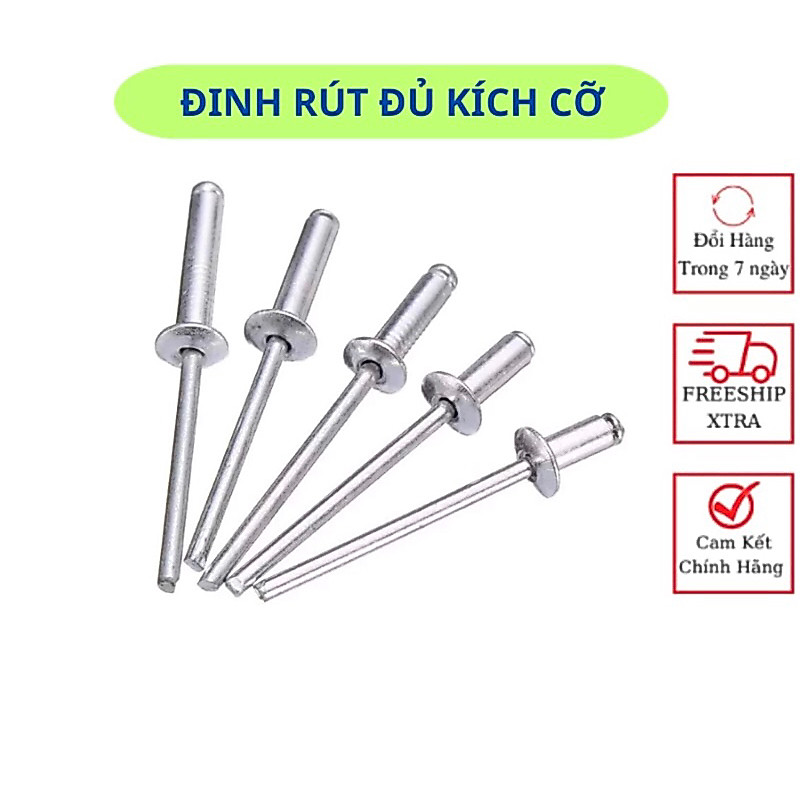 Đinh rút RIVE nhôm đủ size; 3x10, 3x12, 4x10, 4x12.