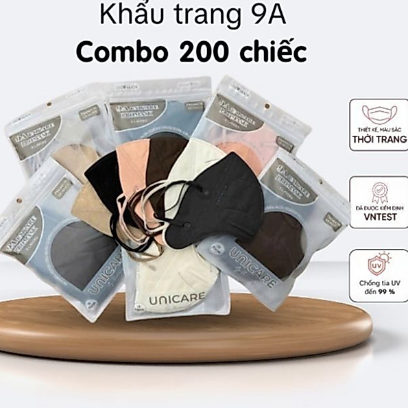 9A UNICARE Set 200 Chiếc Khẩu trang 9A UNICARE che kín mặt, Khẩu trang 5 lớp kháng khuẩn 5 lớp cao c