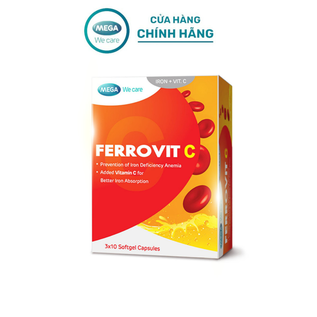 TPBVSK Viên uống giúp hỗ trợ giảm nguy cơ và triệu chứng thiếu máu do thiếu sắt FERROVIT C Mega We C