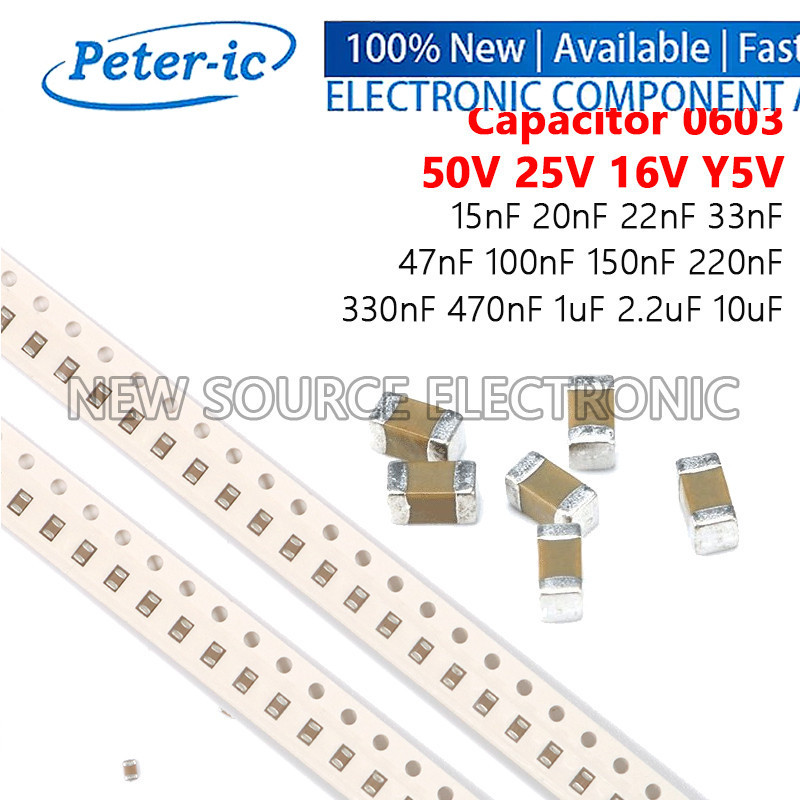 (10-50 Cái) 0603 SMD 50V 25V 16V Y5V Tụ 15nF 20nF 22nF 33nF 47nF 100nF 150nF 220nF 330nF 470nF 1uF 2