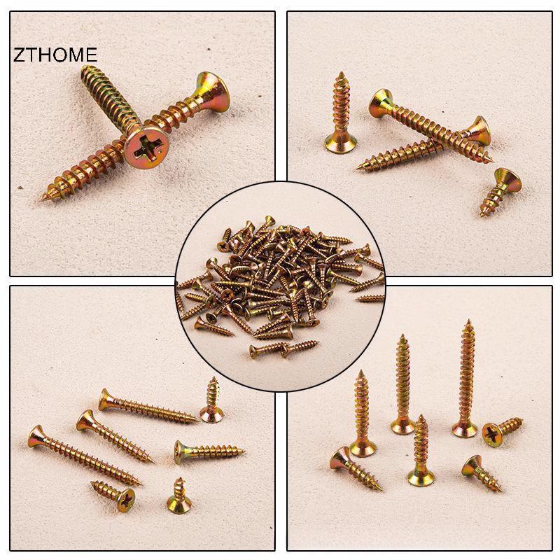 ZTHOME 520 Cái M3.5 Đầu chìm Bộ vít tự khai thác Bộ vít mạ kẽm màu cho chế biến gỗ Trang trí nhà cửa