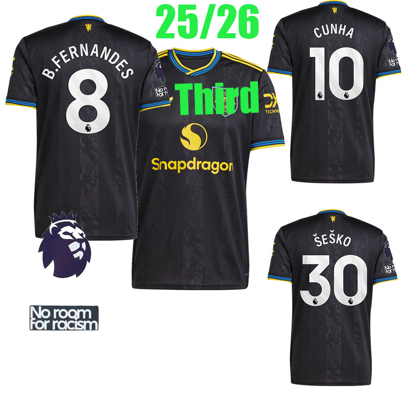 25 / 26 Man-U Quần áo bóng đá thứ ba B.FERNANDES CASEMIRO CUNHA MBEUMO SESKO MAIANOO AMAD MAGUIRE Áo