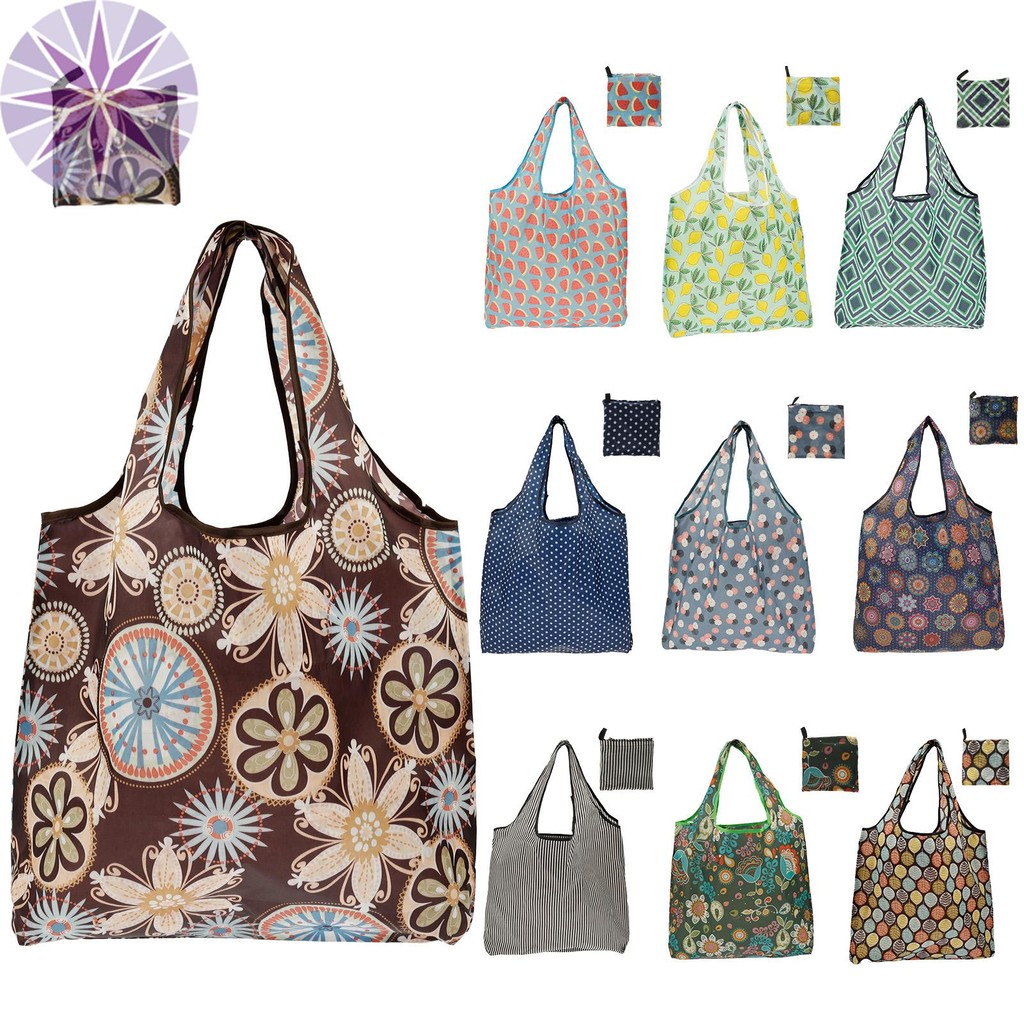 10 Chiếc Túi Tạp Hóa Có Thể Tái Sử Dụng 55Lbs Tote Tạp Hóa Polyester Mua Sắm Túi Mua Sắm Có Thể Gập 