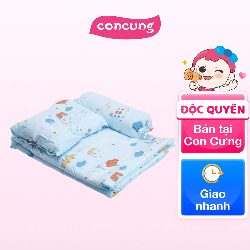 Bộ 3 chăn gối Cotton Animo B2110_TH002 - Xanh