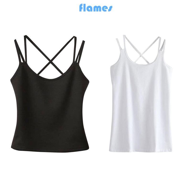 Women's Solid Crop Tops Summer All-matching Camisole for Tank  with Double