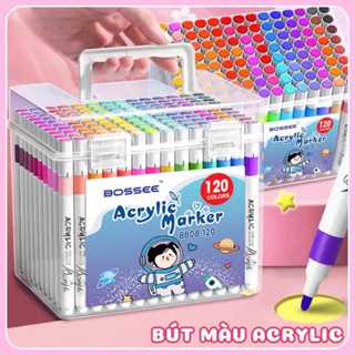 Bút dạ Acrylic 24/36/48/60/80/120 màu, màu sắc tươi sáng chất lượng cao - Bút dạ màu, mực gốc nước