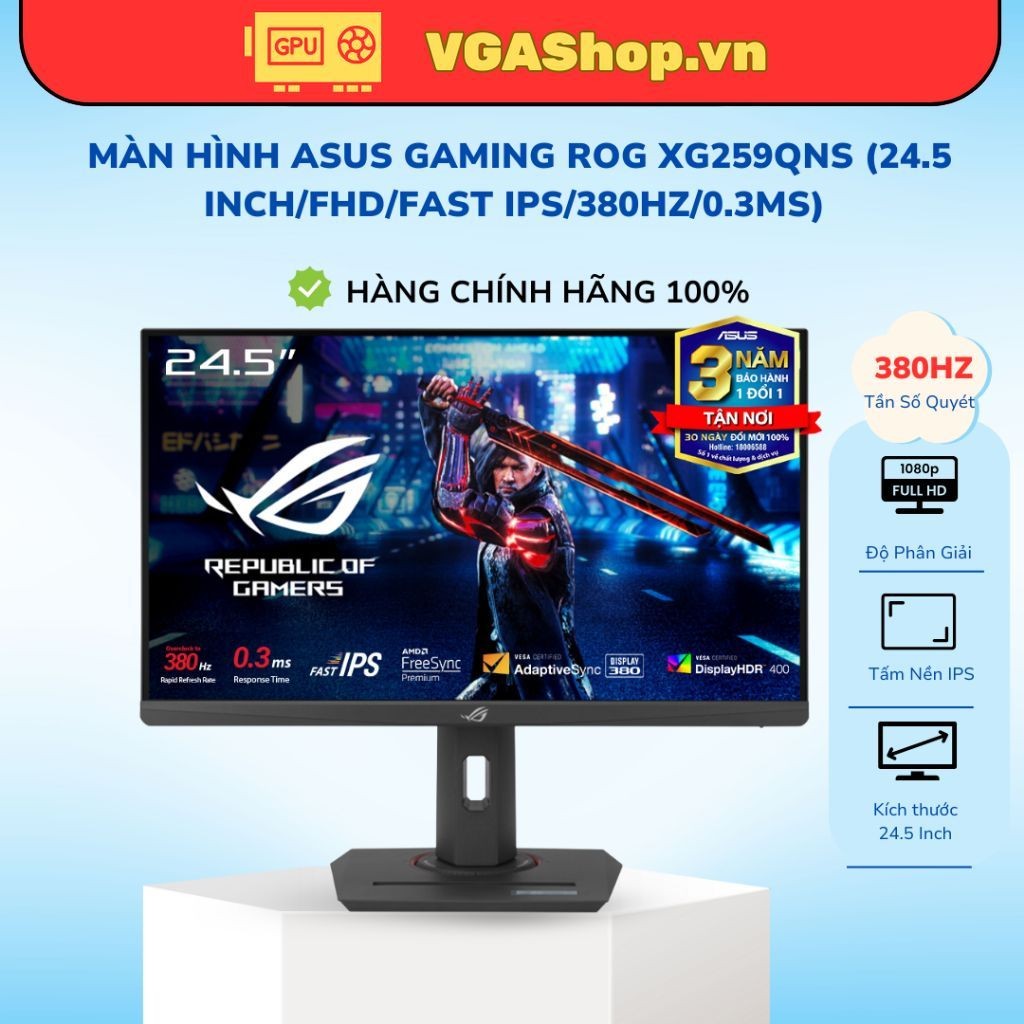 Màn hình Asus GAMING ROG XG259QNS (24.5 inch/FHD/Fast IPS/380Hz/0.3ms)