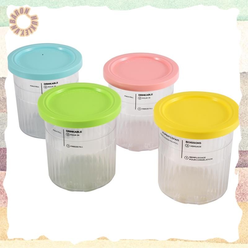 [VNG5] 4 Miếng Và Nắp Kem Pint Bảo Quản Kem Cho Kem Creami NC500 NC501 Hộp Bảo Quản Kem Tủ Đông Thực