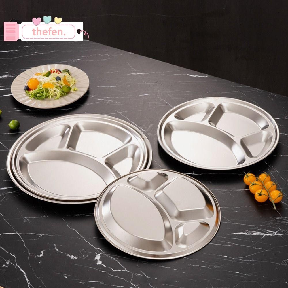 THEFEN 1 Khay Phục Vụ Thực Phẩm, Đĩa Khay Inox Chia 4 Ngăn, Roti Canai Bền 26 / 28 / 30 / 32 / 35cm 