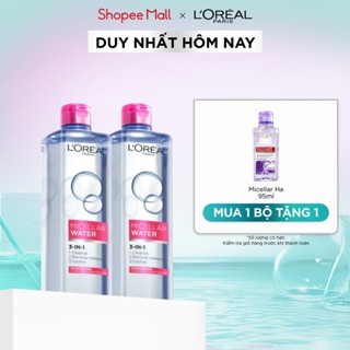 Bộ 2 nước tẩy trang dưỡng ẩm mượt da 3in1 L'Oreal Paris Micellar Water 400ml