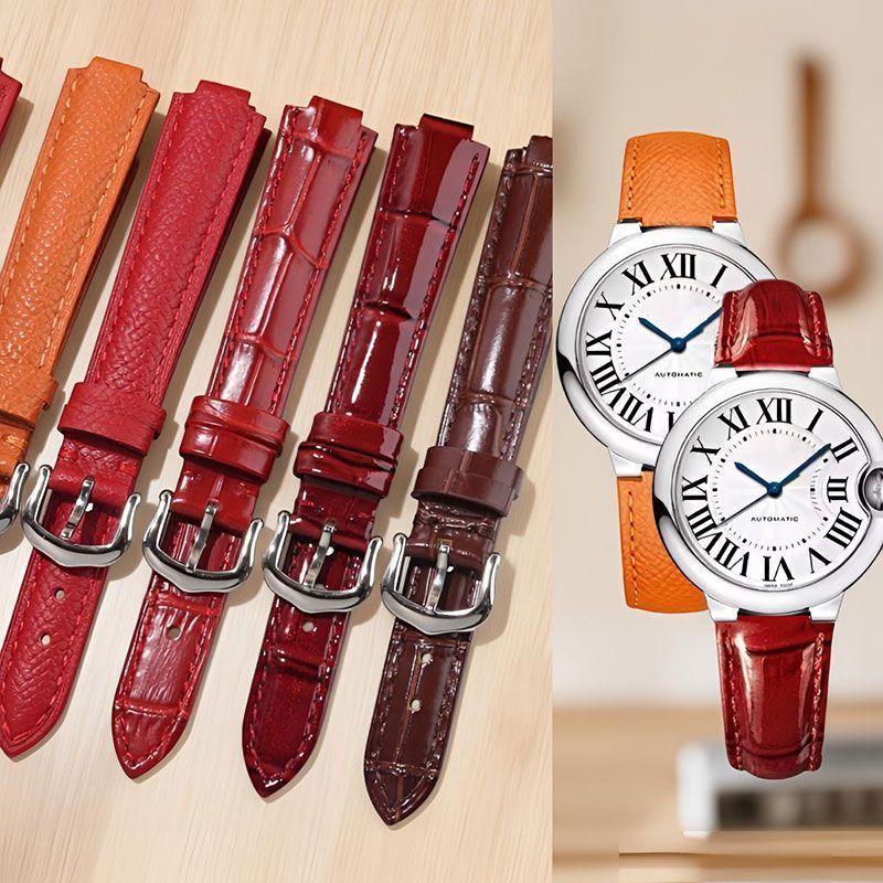 Dây Đeo Cao Cấp Màu Cam / Burgundy Dây Da Thật Chính Hãng Thích Hợp Cho Cartier Blue Balloon Dây Đeo
