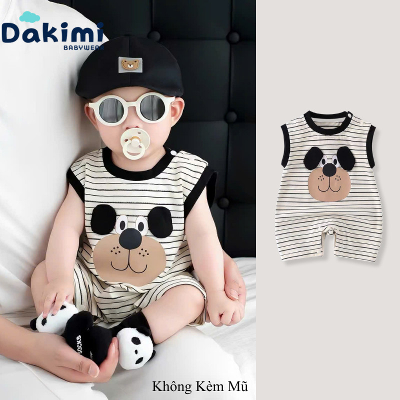 Body sát nách cún kẻ Dakimi , Bodysuit chất thun mềm mại,Body đùi cho bé gái bé trai 0-12M