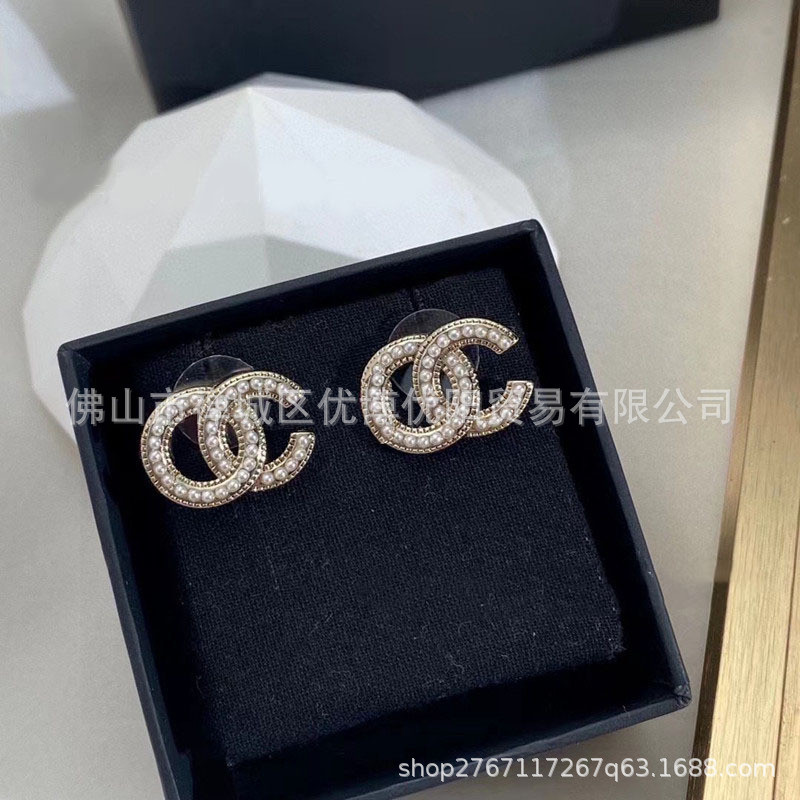 Mới Phong Cách Chanel Bông Tai Ngọc Trai Bông Tai Chanel Tất Cả Trận Đấu Thời Trang Chất Lượng Cao B
