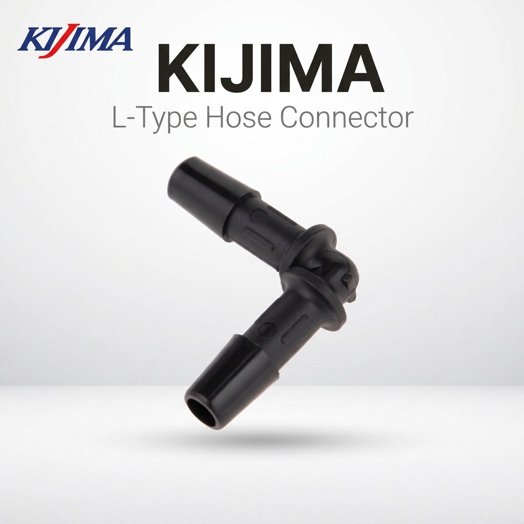 Kijima L-Type Hose Connector 6/7mm - Black for 6-7mm Hose Inner Diameter