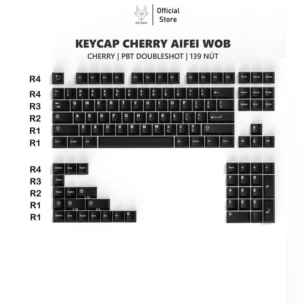 [HỎA TỐC HN - HCM] Bộ nút bàn phím cơ | Keycap Cherry Aifei WOB (2) | PBT Doubleshot