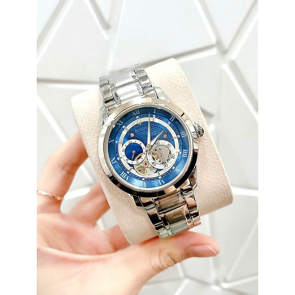 ĐỒNG HỒ NAM BULOVA MÁY CƠ 96A118 , DÂY THÉP KHÔNG GỈ , SIZE 42MM