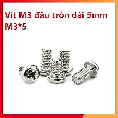 Gói 10 Con - Vít M3 đầu tròn dài 5mm - M3*5, dài 8mm - M3*8, Gói 10 Con - Đai Ốc Lục Giác M3 - đường