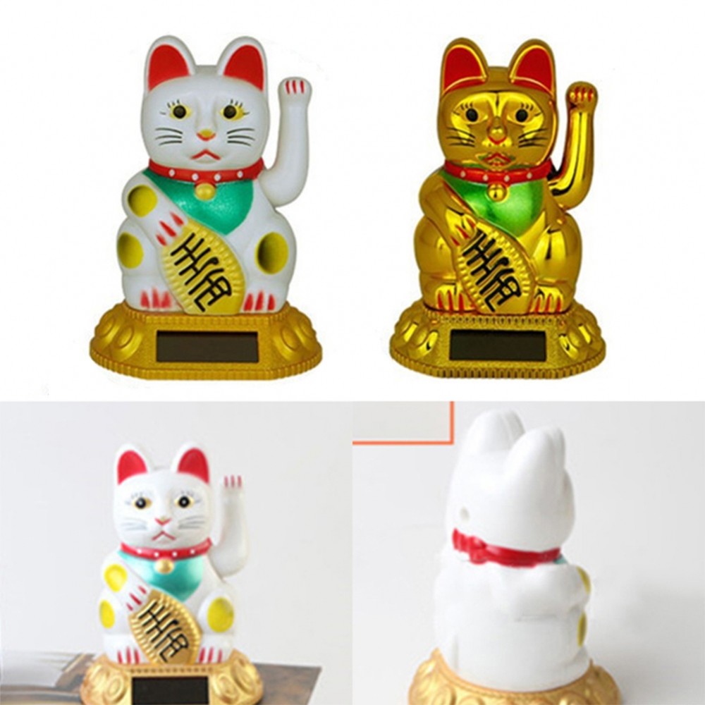 [DOLLDOLL-VN]Car Decoration Lucky Cat Welcoming Cats 7.5*7.5*10.5 CM Gold Lucky Cat