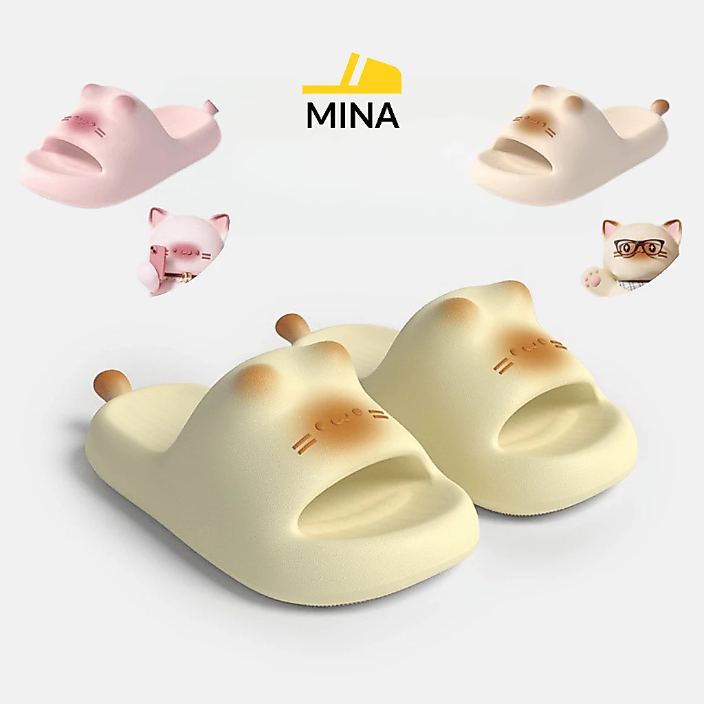 Dép đi trong nhà hình mèo con Caramel dễ thương dành cho nữ, kiểu dáng mới 202, êm mềm nhẹ chống nướ