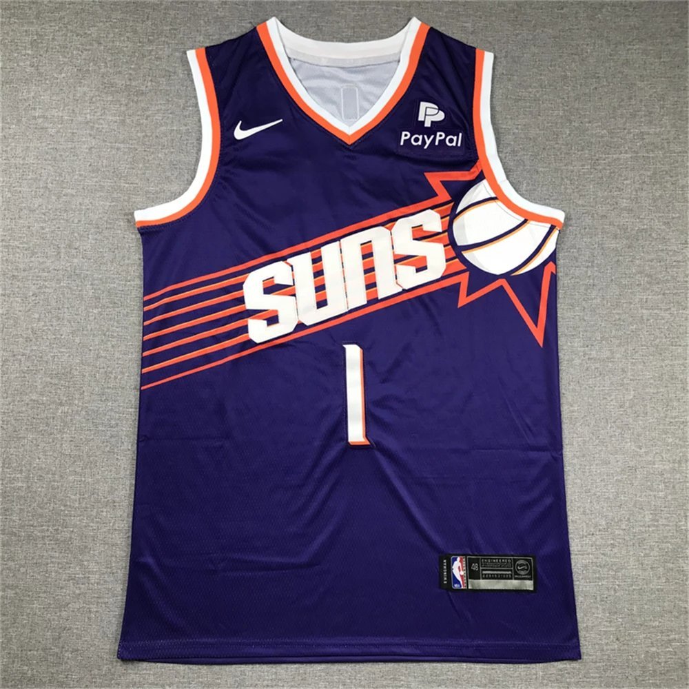24 kiểu thêu Sun Team Booker No. 1 Retro Jersey Durant 35 Bill 3 Ayton No. Đồng phục bóng rổ phiên b