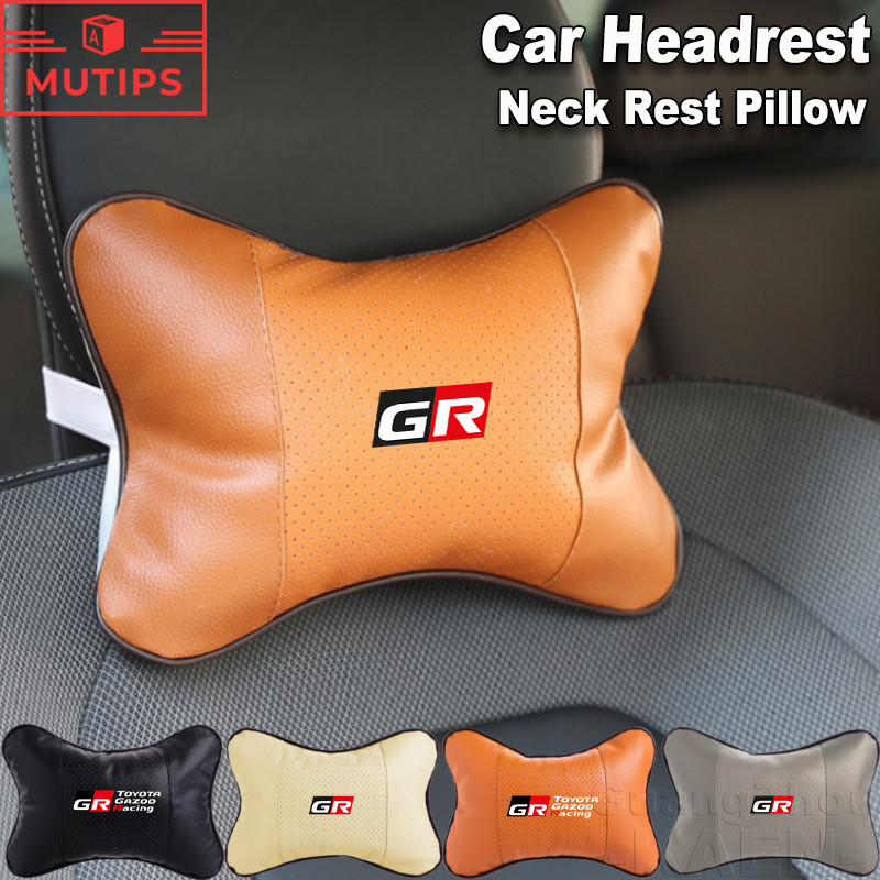 Toyota GR Gazoo Tựa Đầu Ô Tô Cổ Còn Lại Gối Ghế Ô Tô Da PU Đệm Gối Cho 86 Yaris Vios Corolla Cross A