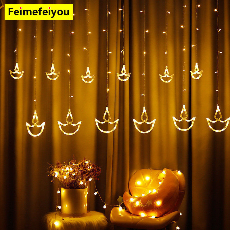 2025 Hạnh Phúc Diwali Lễ Hội Trang Trí Rèm Chống Thấm Nước Đèn Deepavali Trang Trí Vật Phẩm Icicle Đ