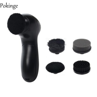  Bộ đánh bóng bóng giày POKINGE Bàn chải đánh giày điện cầm tay chạy bằng pin tự động Máy đánh bóng giày tự động bằng nhựa gia dụng với 4 bàn chải Đánh bóng bàn chải đánh bóng giày 