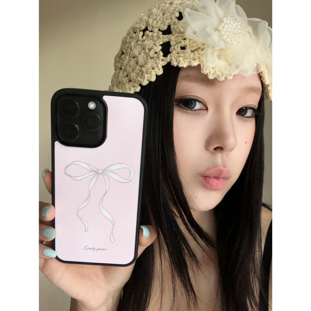 Ốp Điện Thoại Nơ Màu Hồng Chống Rơi Cho iPhone 16 Promax 15 Promax 11 12 13 14plus 15plus 16e 16plus