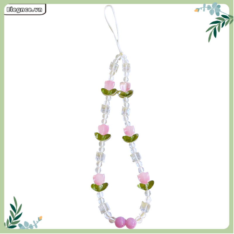 【Elevn】Dây treo điện thoại Hàn Quốc dễ thương Dây đeo điện thoại hình hoa tulip đính hạt pha lê | BigBuy360 - bigbuy360.vn