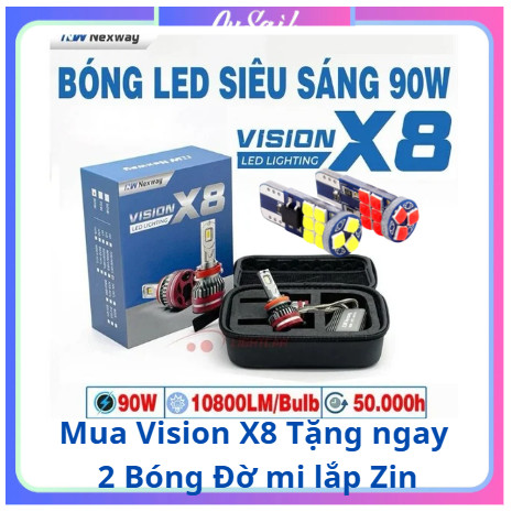 Bóng Đèn Led Nexway Vision X8 Cho Xe Điện VF5- H7 70w + 2 Bóng ĐỜ Mi Lắp Zin