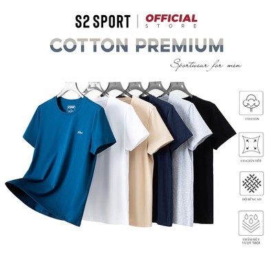 Áo thun nam trơn S2 SPORT áo t-shirt chất cotton compact organic cao cấp thấm hút mồ hôi - STS02