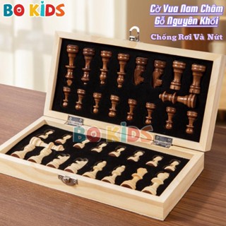 Cờ Vua Nam Châm Khắc Tay Gấp Gọn,Chống Vỡ, Nứt, Bàn Cờ Và Cờ Làm Bằng Gỗ Nguyên Khối, 