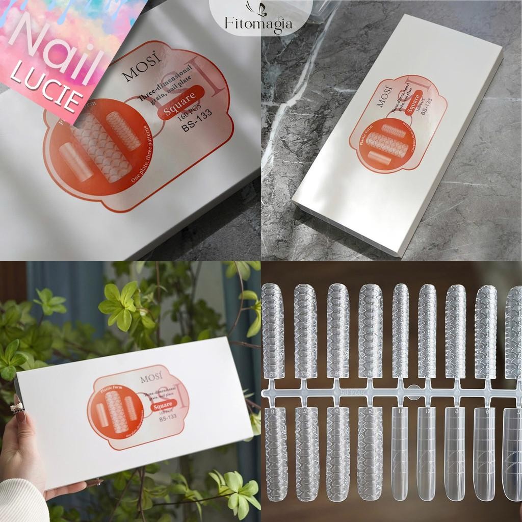 [Lucie Nail- Sơn Gel & Phụ Kiện} Mosi BS Hộp 160 Móng Tay Giả Đắp Bột, Móng Up Đắp Gel Gôm