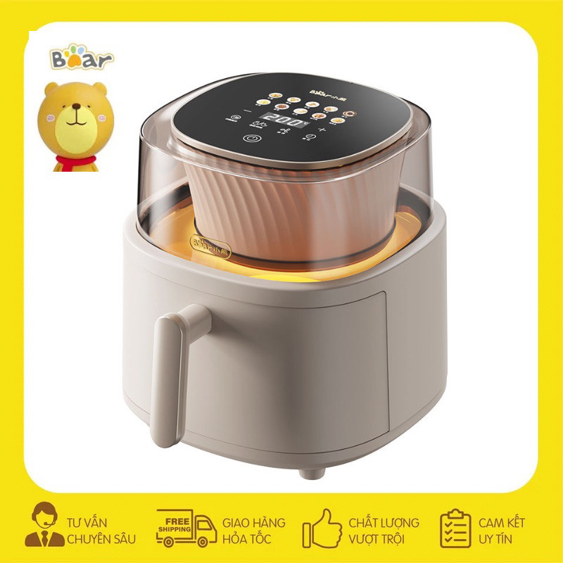 Nồi chiên không dầu Bear QZG-F15G1(P18V2) dung tích 6L mẫu mới hàng cao cấp