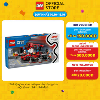 LEGO CITY 60443 Đồ Chơi Lắp Ráp Trạm Bảo Dưỡng Xe F1 (325 Chi Tiết)