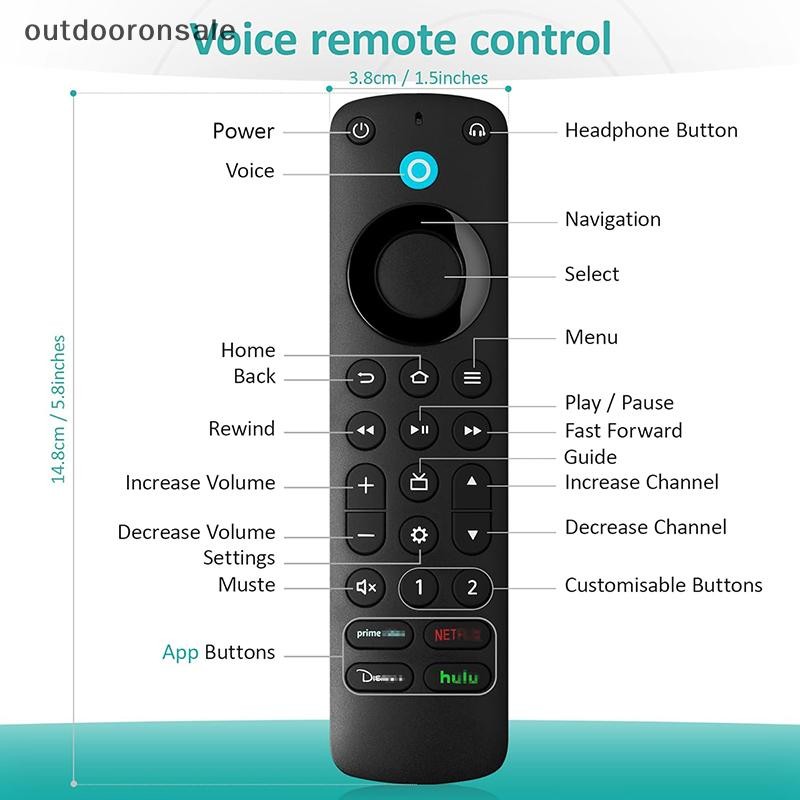 [outdooronsale] Voice Remote Pro Fit For Fire AMZ Smart TV Cube (thế hệ 1 / 2 / 3), Smart TV Stick 4