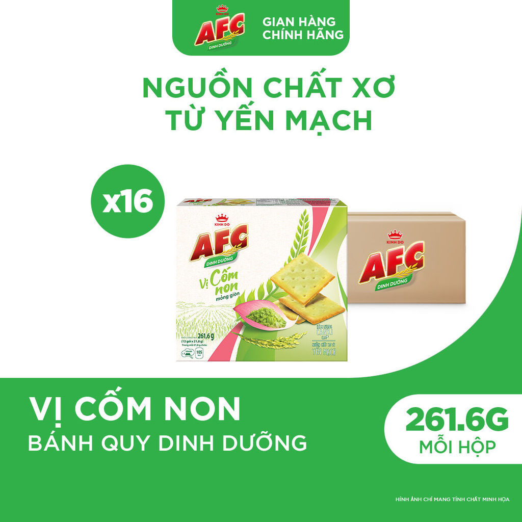 Thùng 16 Hộp Bánh Quy Dinh Dưỡng AFC Vị Cốm Non 261.6g