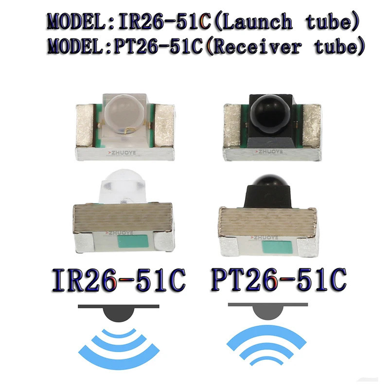 10 Chiếc IR26-51C Ống PhóngPT26-51C Ống Thu Hồng Ngoại Tiếp Nhận Và Cảm Biến Phát Xạ volume1206 Bước