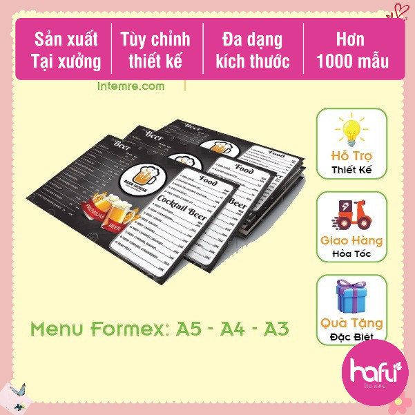 In Menu Cứng Dày  Formex 5mm (Format) Kt: A5, A4, A3 HafuHouse_HafuDecor