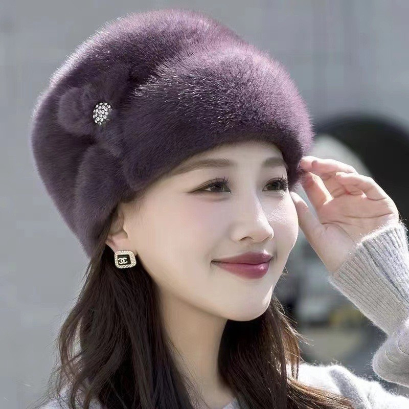Premium Selection#In-stock women's winter fashion new faux mink fur hat, full faux fur head wrap hat